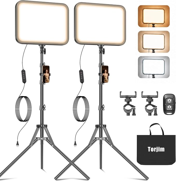 Torjim 12 Inch Video Light Kit for Creators, 30W High Brightness Studio Lights by Torjim