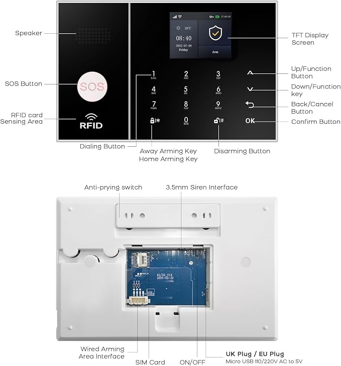 XUK Wireless Home Security System, 4G/GSM/Wi-Fi Smart Alarm Kit, Compatible - Image 9