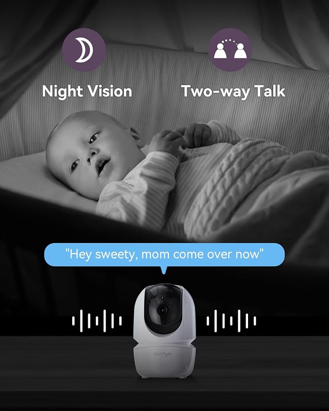Comfyer Baby Monitor with Camera and Audio, 6000mAh Battery, VOX Mode, Auto - Image 8