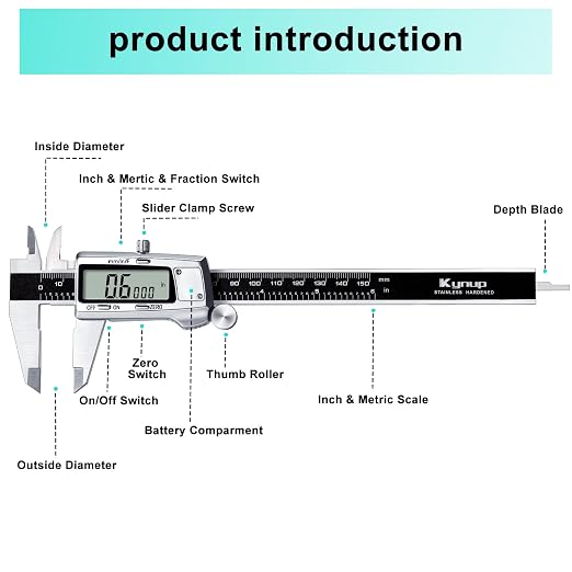 Kynup Digital Caliper, Caliper Measuring Tool, Micrometer Dial Vernier Caliper - Image 6