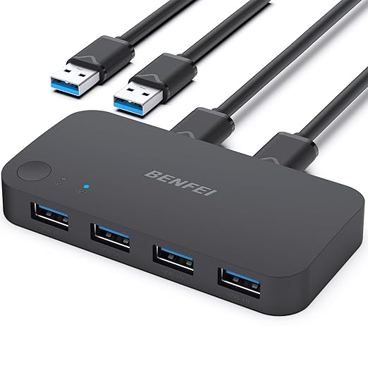 BENFEI USB 3.0 Switch, USB Switch 2 Computers Share 4 USB by BENFEI