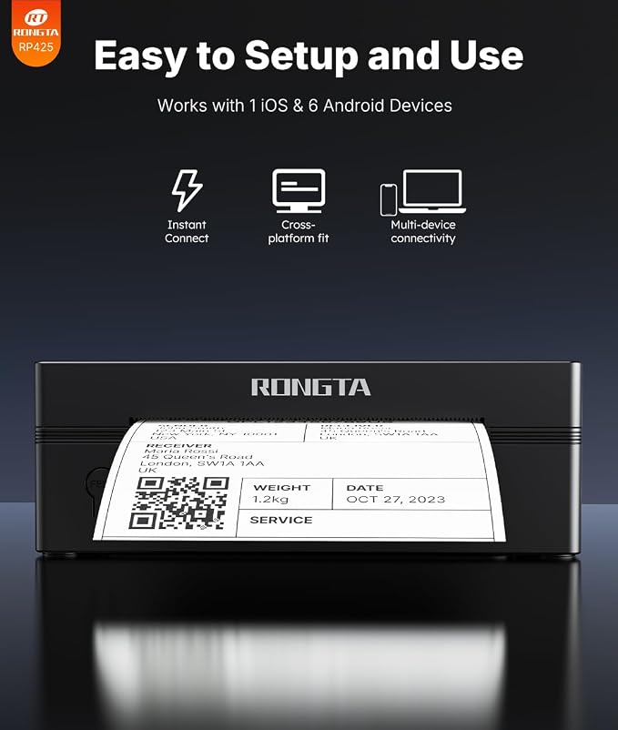 Rongta Bluetooth Shipping Label Printer, Wireless 4x6 Thermal Label Printer - Image 4