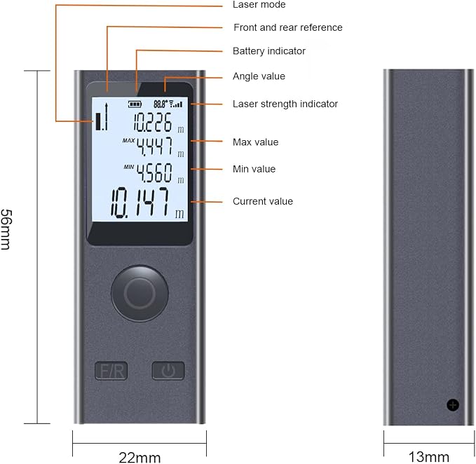 Laser Measure, Mini Laser Distance Meter 131Ft USB Charging LCD Backlight - Image 8