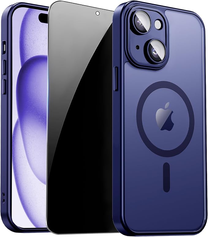 for iPhone 15 Case with Privacy Screen Protector and Camera Protection by ZOZDOKG