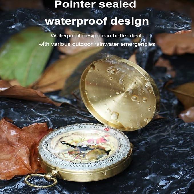 Camping Survival Compass for Hiking, Small Golden Pocket Compass for Kids - Image 4