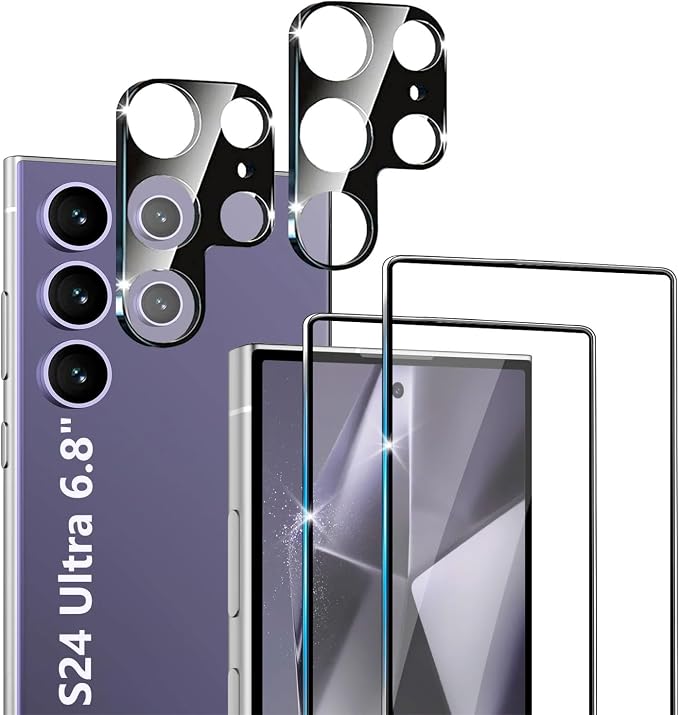 XDesign [2+2 Pack Galaxy S24 Ultra Screen Protector, 9H Tempered Glass Scratch by XDesign