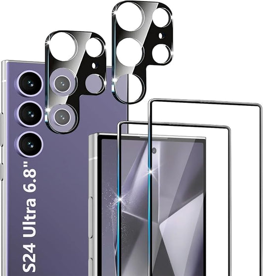 XDesign [2+2 Pack Galaxy S24 Ultra Screen Protector, 9H Tempered Glass Scratch by XDesign
