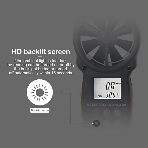 BTMETER BT-100APP Anemometer w/Wireless Bluetooth, Digital Handheld Wind Speed - Image 6