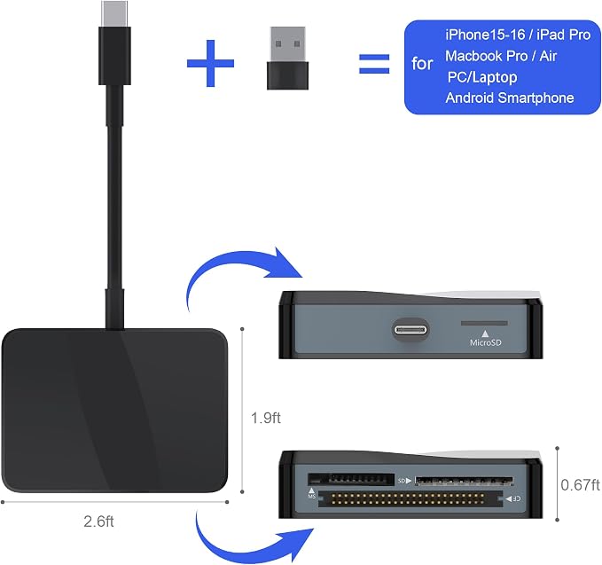 SD Card Reader, 4 in 1 USB C to SD/TF/CF/MS Card Reader - Image 4