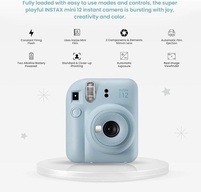 Fujifilm INSTAX MINI 12 Blue Bundle 2025, Pastel Blue) - Image 3