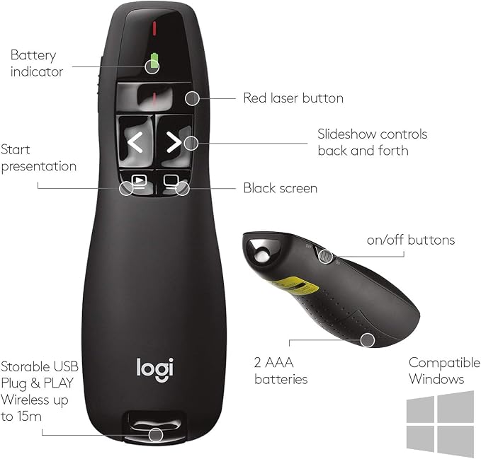 Logitech Wireless Presenter R400, Presentation Wireless Presenter - Image 7