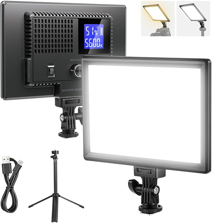 NEEWER Basics 9" LED Light Panel, 3200-5600K Edge Lit Dimmable Camera Soft Key by Neewer