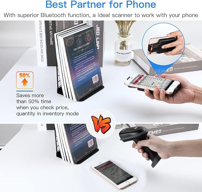 Eyoyo Upgraded QR Code Scanner Bluetooth Android Barcode Scanner, Portable Back - Image 2