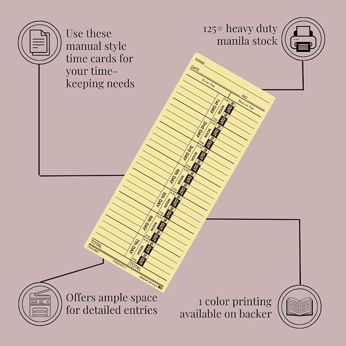Time Clock Cards Front Load Manual Time Cards - Image 3