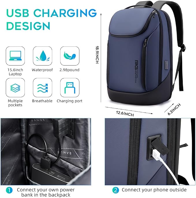 BANGE Business Smart Backpack Waterproof fit 15.6 Inch Laptop Backpack - Image 5