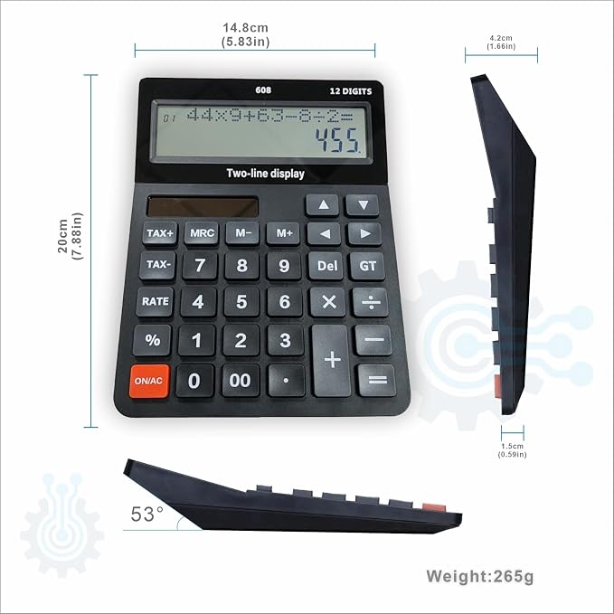 Battery and Solar Unique 120-Step Calculation Check Memory 12 Digit 2 Line - Image 7
