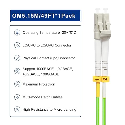 FLYPROFiber- 15M OM5 LC to LC Fiber Patch Cable, Length Options: 0.2m-20m - Image 4