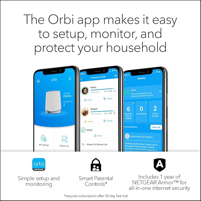 NETGEAR Orbi Whole Home Tri-Band Mesh WiFi 6 System – Router + 1 Satellite - Image 5