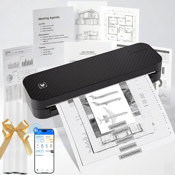 Portable Printer for Travel Bluetooth, Inkless Travel Printer, supports thermal by Unknown