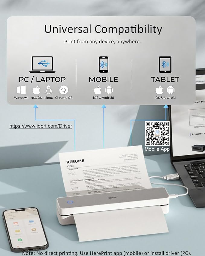 Inkless Portable Printer for Travel, Wireless Thermal Printer Supports 8.5 x - Image 4