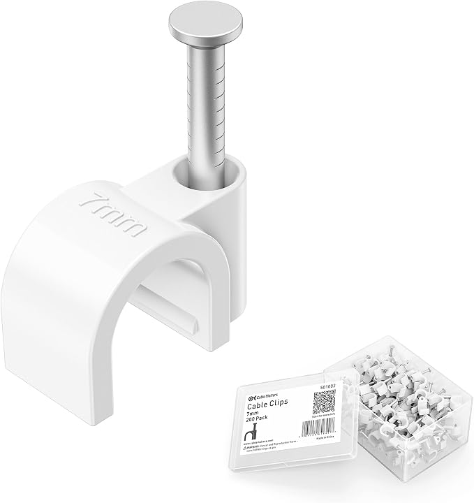Cable Matters 200-Pack Nail-in Cable Clips Cord Organizer, 7mm / 0.27 inches by CableMatters
