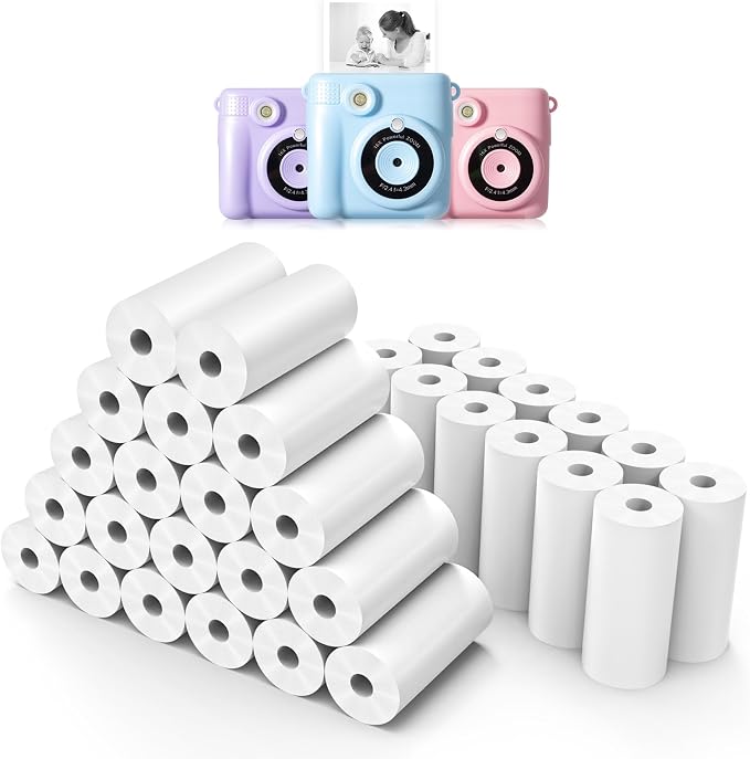 32 Rolls Instant Print Camera for Kids Refill Print Paper by Hikkon