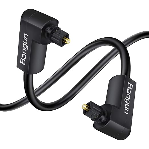Double 90 Degree Angled Optical Audio Cable, Slim Digital Audio Optical Cable by Bangun