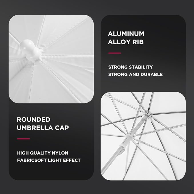 33"/84cm White Translucent Soft Umbrella Kit, Photography Umbrella Lighting Kit - Image 5