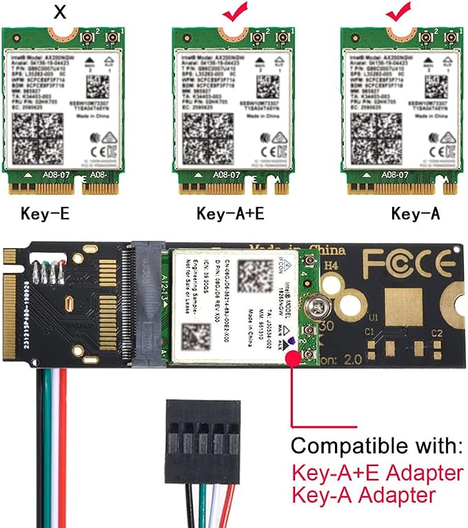 NGFF A/E-Key Card to M.2 NGFF Key-M NVME SSD Adapter - Image 6