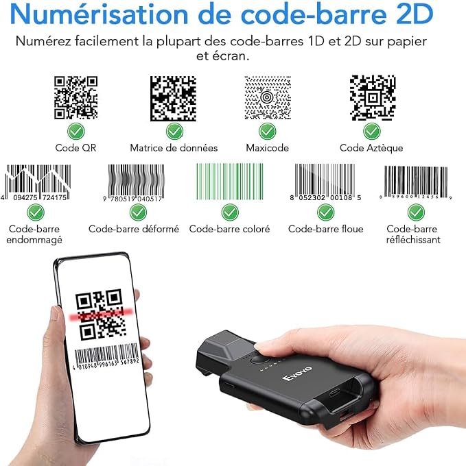 Eyoyo Bluetooth Back Clip Phone Barcode Scanner, 1D 2D QR Wireless Bar Code - Image 5