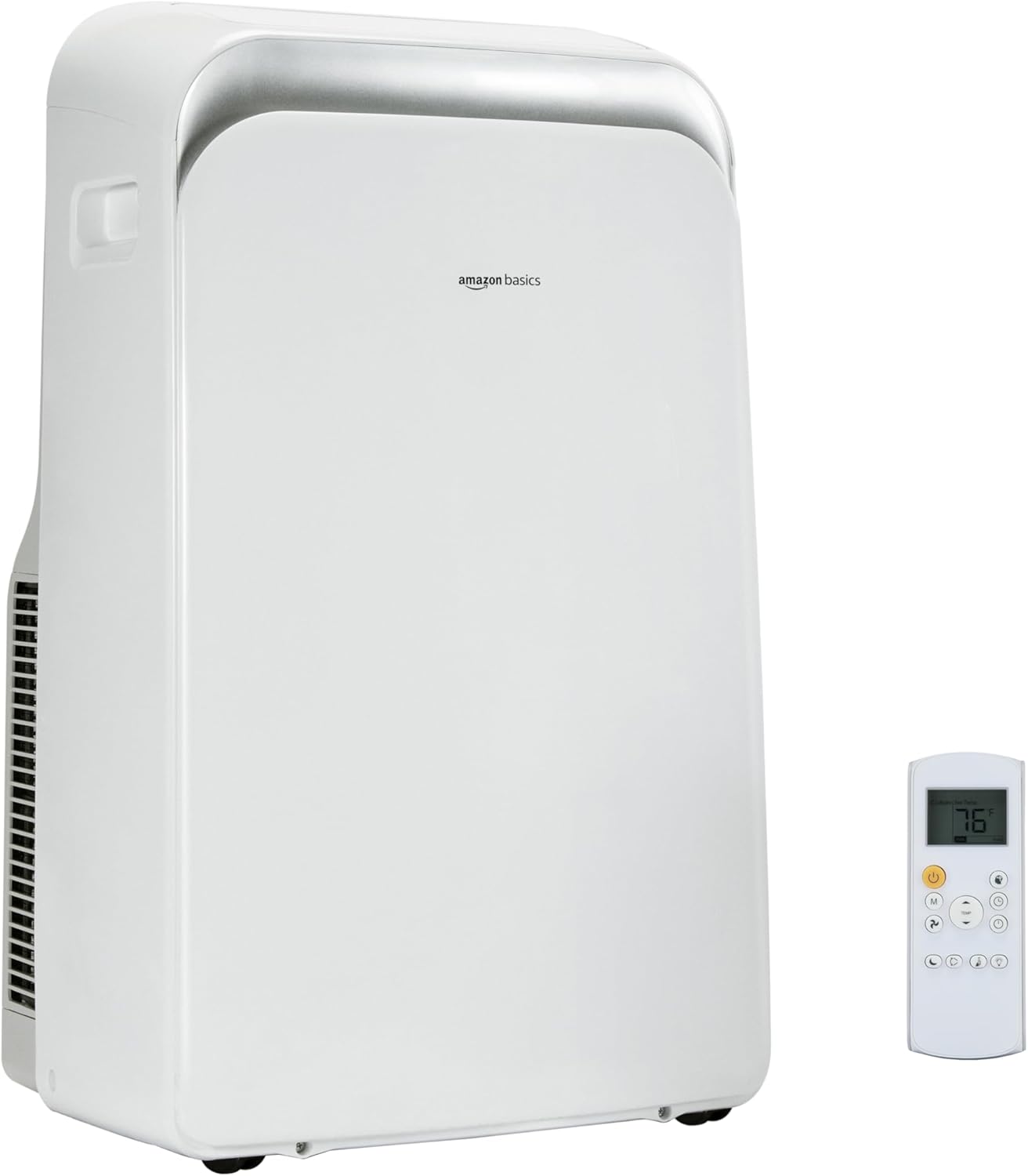Amazon Basics 4-In-1 Portable Air Conditioner, 13500 BTU (ASHRAE), Cools Up to 550 Sqf, Portable AC with Cool/Heat/Dry (Dehumidifier)/Fan-Only Functions, Auto Mode, Sleep Mode, Timer, White