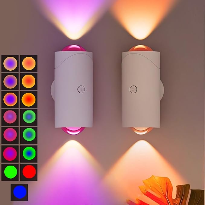 LED Wireless Wall Sconce with Color Changing, Motion Sensor Light Indoor by NINE+SQUARE+EGOU