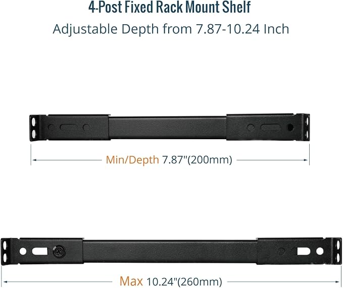 Tecmojo 0.5U Rack Shelf for 10" Server Rack & Cabinet, Adjustable 7.87-10.24" - Image 4