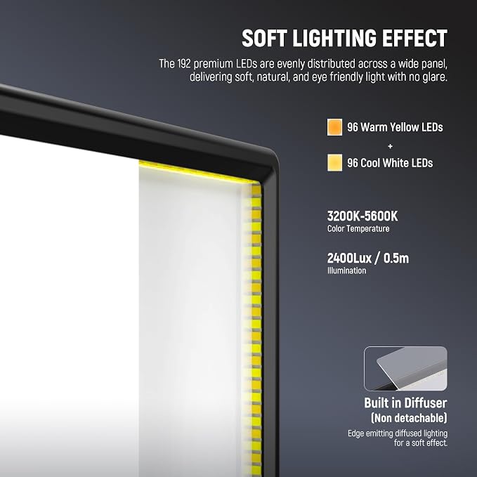 NEEWER BASICS 13" LED Video Light Panel, 2 Pack Studio Lighting Kit - Image 4