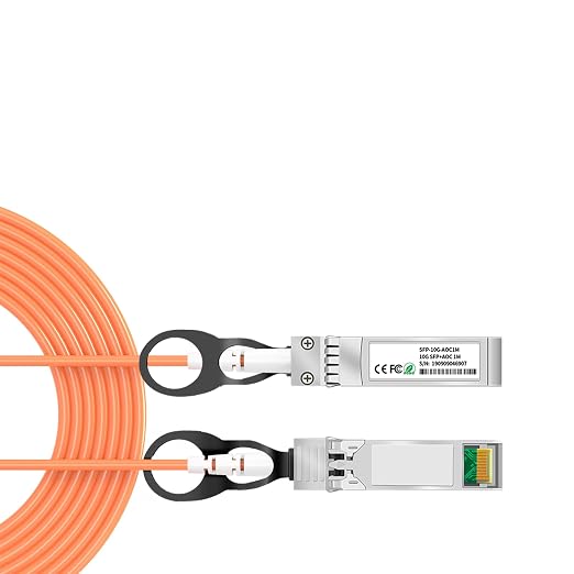 10G SFP+ AOC Cable 15M/49FT OM2 MMF 10GbE SFP+ to SFP+ Active Optical Cable by lidkew