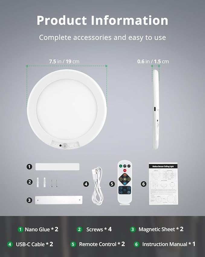 Bojim Rechargeable Ceiling Lights Wireless Waterproof Shower Lighting Inside - Image 9
