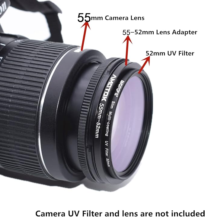 55mm Lens to 52mm Camera Lens Adapter, 55mm to 52mm Filter Step-Down Ring - Image 5