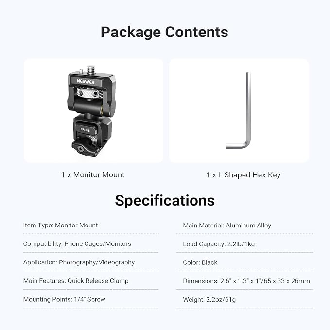 NEEWER Quick Release Monitor Mount - Image 8