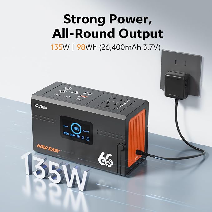 HOWEASY Portable Power Station 135W（270W Peak), Backup Lithium Battery - Image 3