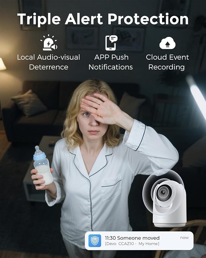 Devo Indoor Security Camera for Home, 2K 360 Pan-Tilt Pet Dog Baby Monitor - Image 6