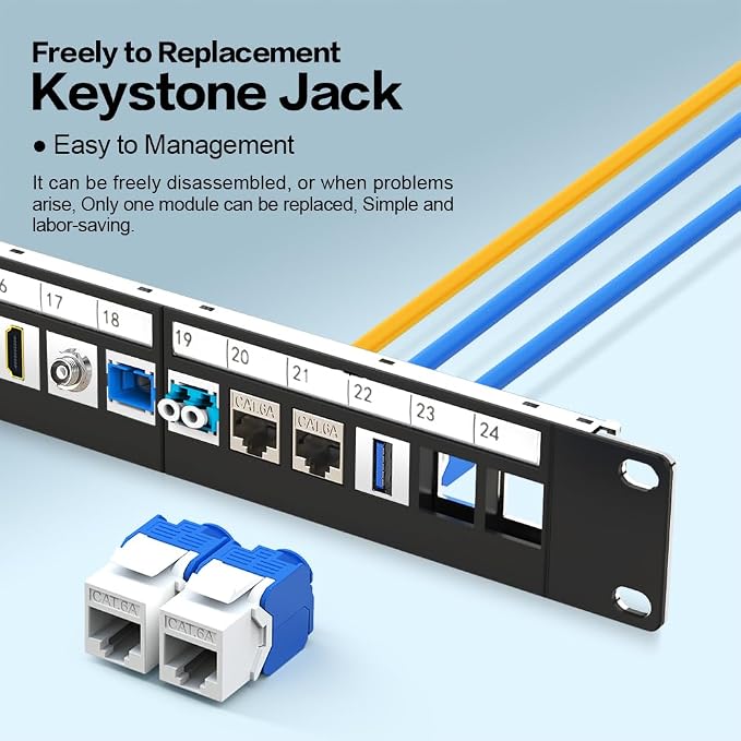 24 Port Patch Panel Blank Keystone Patch Panel 1U 19" - Image 6