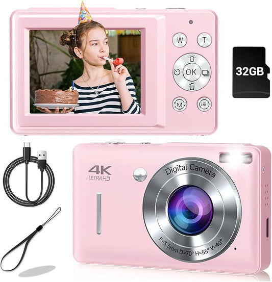 Digital Camera, 44MP Compact Camera, FHD 1080P Point and Shoot Digital Cameras by Gtonster