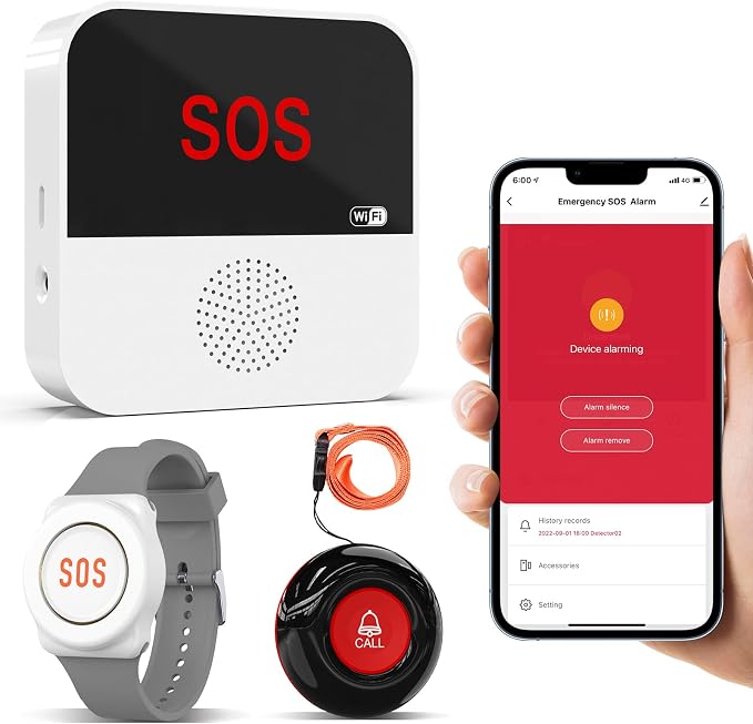 SanJie Wi-Fi Wireless Caregiver Pager Call Button by SANJIEGuardSecurity