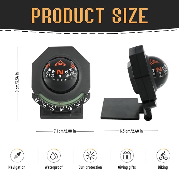 180-Degree Adjustable Car Dashboard Compass - Image 5