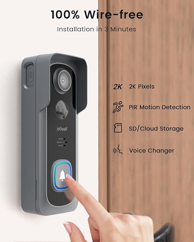 ieGeek Doorbell Camera Wireless No Subscription, 2K Full HD View, Wireless - Image 4