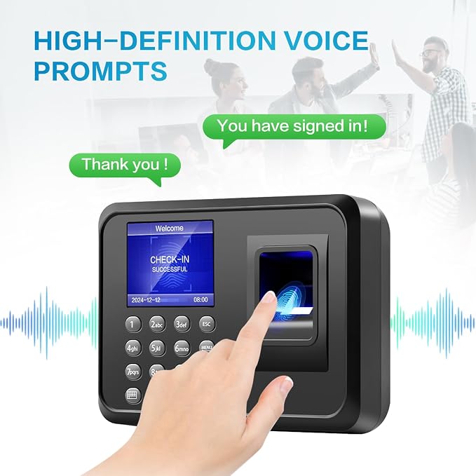 Fingerprints Time Clocks for Employees Small Business, Deduct Lunch Time & - Image 4