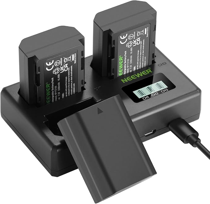 NEEWER NP-FZ100 Replacement Battery and Charger Set, 3 Pack 2280mAh NP-FZ100 by Neewer
