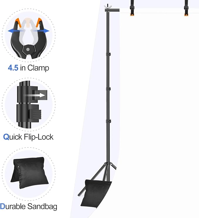 EMART Backdrop Stand 10x10ft Photo Studio Adjustable Background Stand Support - Image 5
