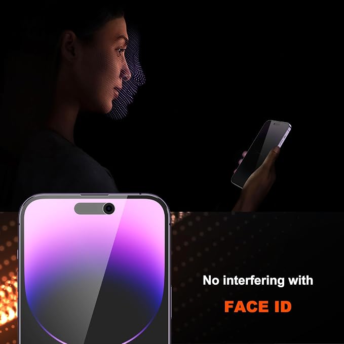 YMHML 2 Pack for iPhone 14 Pro Privacy Screen Protector Tempered Glass - Image 4