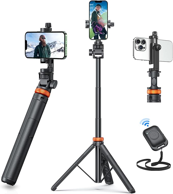 EUCOS 62" Phone Tripod, Tripod for iPhone & Selfie Stick by EUCOS